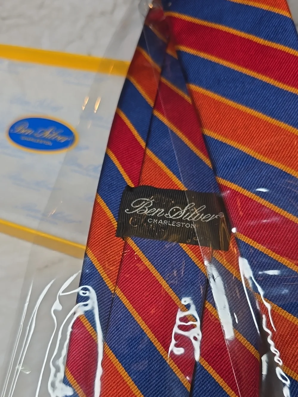 NIB Ben Silver silk tie